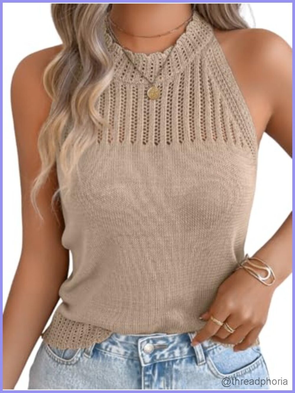 Women's Sleeveless Knit Sweater Vest Racerback High Neck Lightweight